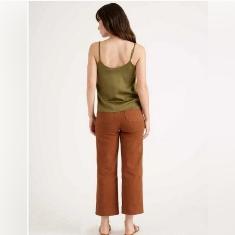 Quince RUST COLOR Cotton Twill Wide Leg Cropped Pants - Picture 4 of 8